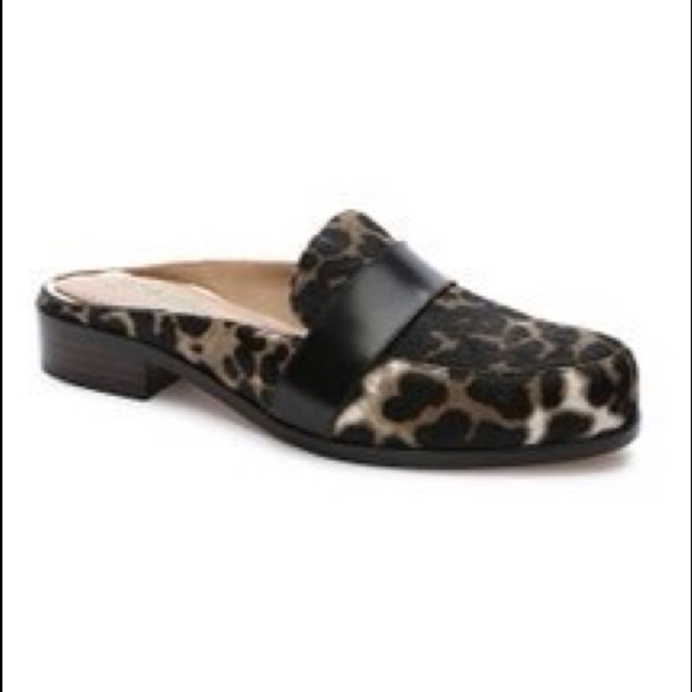 🍋 Snow Leopard Calf Hair Mule, Size 8